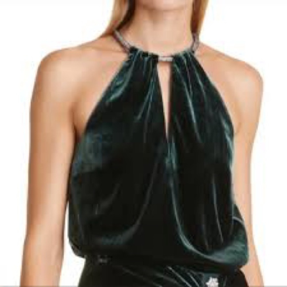Veronica Beard Emerald Green Velvet Tank Top